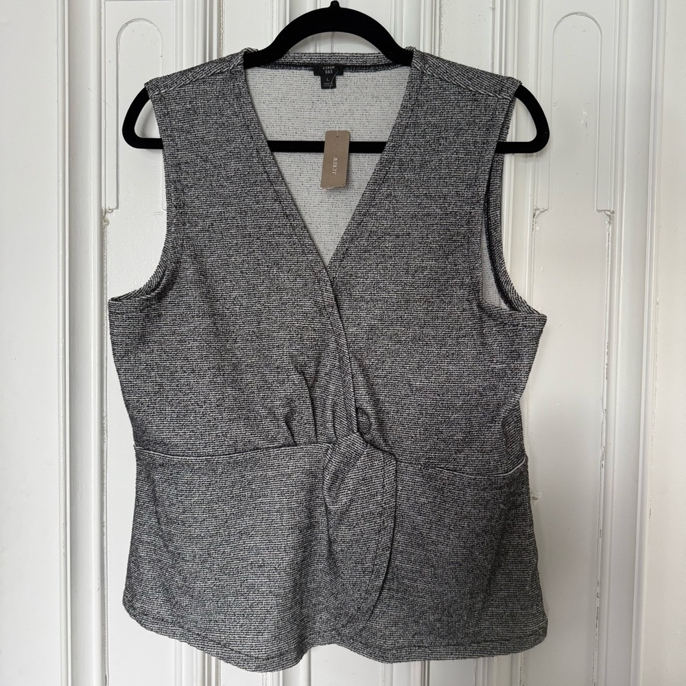NWT J.Crew 365 Gray Bouclé Twist Peplum Top Sleeveless Blouse Women's size Large